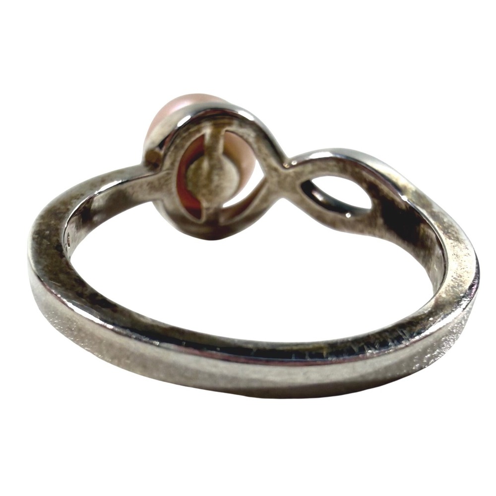 Sterling Silver Pink Cultured Pearl Bypass Infinity Ring Size 6.5 925 STER - Picture 3 of 9